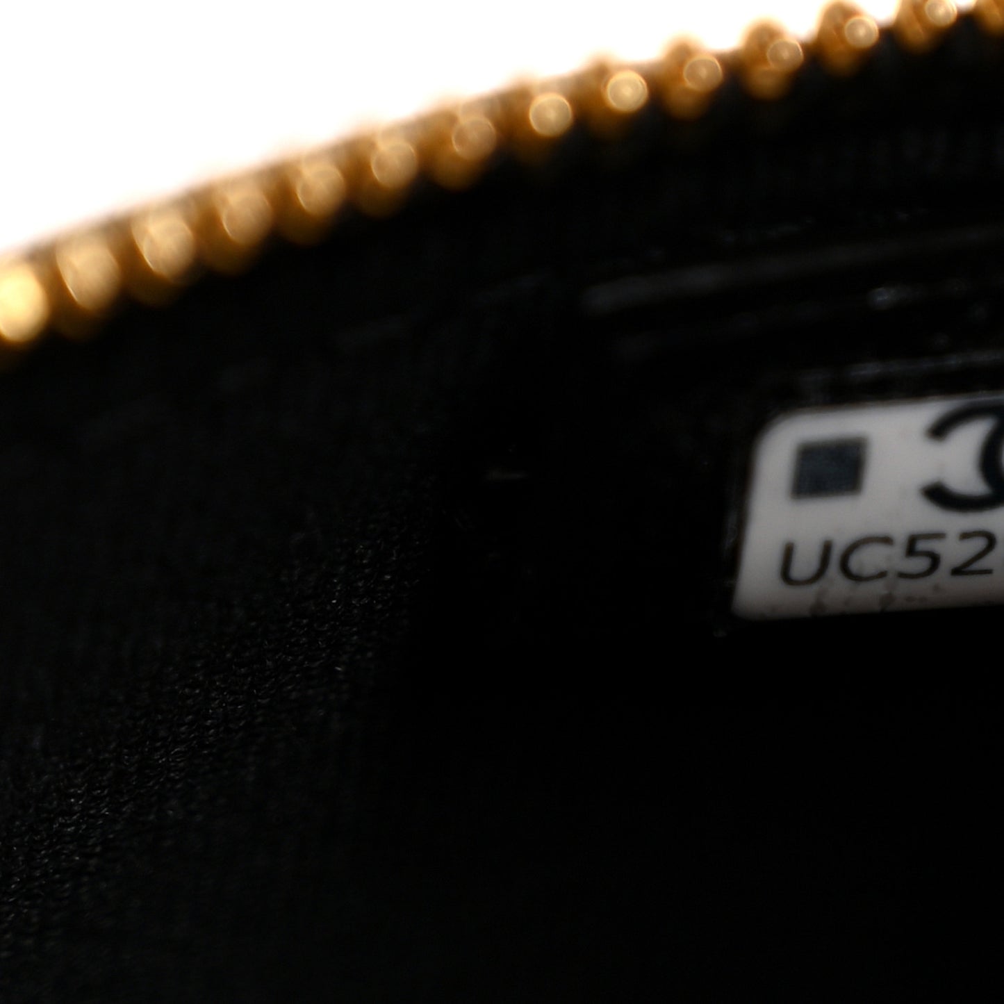 Lambskin Quilted Crystal Ridged CC Top Handle Slim Vanity Case With Chain Black