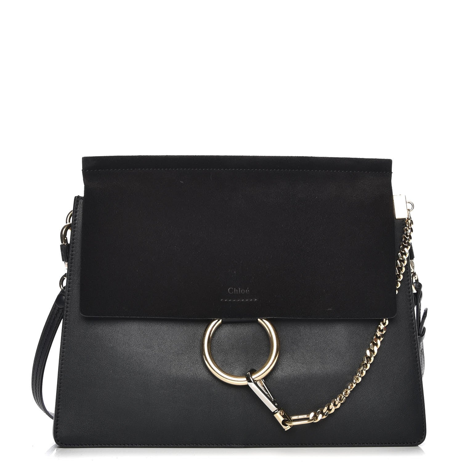 Chloe Suede Calfskin Medium Faye Shoulder Bag Black 1 of 6