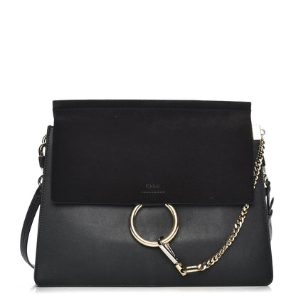 Chloe Suede Calfskin Medium Faye Shoulder Bag Black 1 of 6