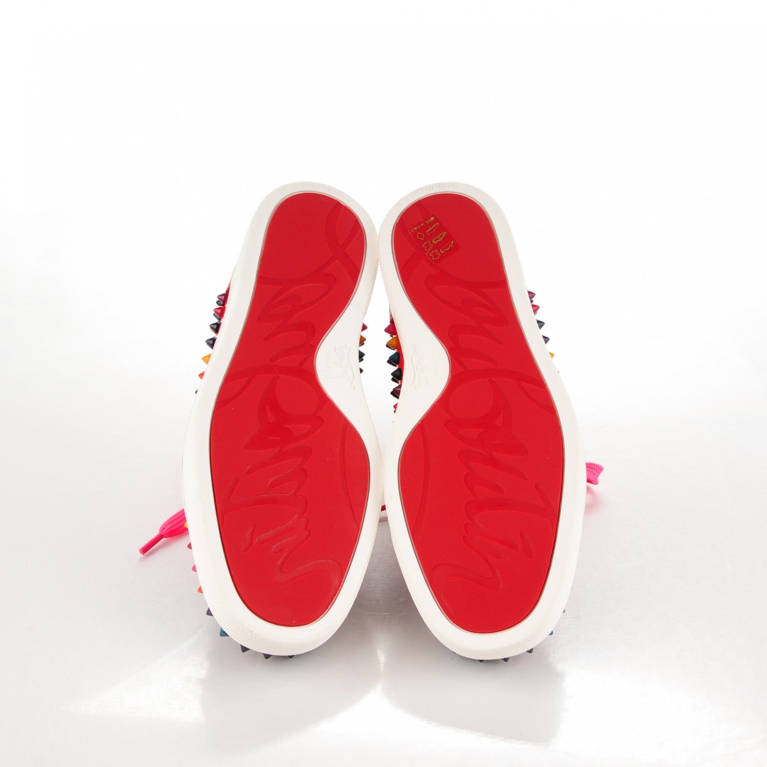 Christian Louboutin Patent Calf Spike Louis Flat Sneakers 36 Orange Multicolor 5 of 8