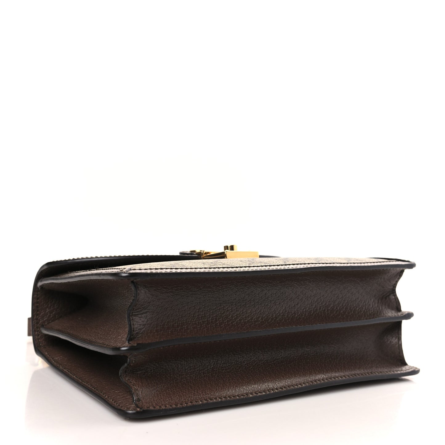 GG Supreme Monogram Textured Dollar Calfskin Web Small Ophidia Padlock Top Handle Bag Beige Ebony New Acero