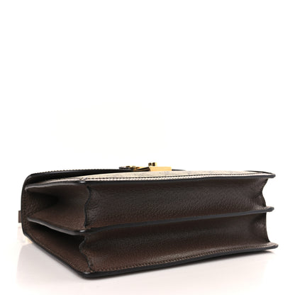 Gucci GG Supreme Monogram Textured Dollar Calfskin Web Small Ophidia Padlock Top Handle Bag Beige Ebony New Acero 4 of 9