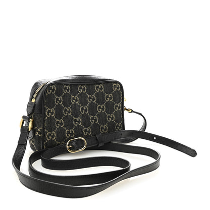 Gucci Jacquard Black Denim GG Monogram Textured Dollar Calfskin Mini Ophidia Shoulder Bag Black Ivory 3 of 10