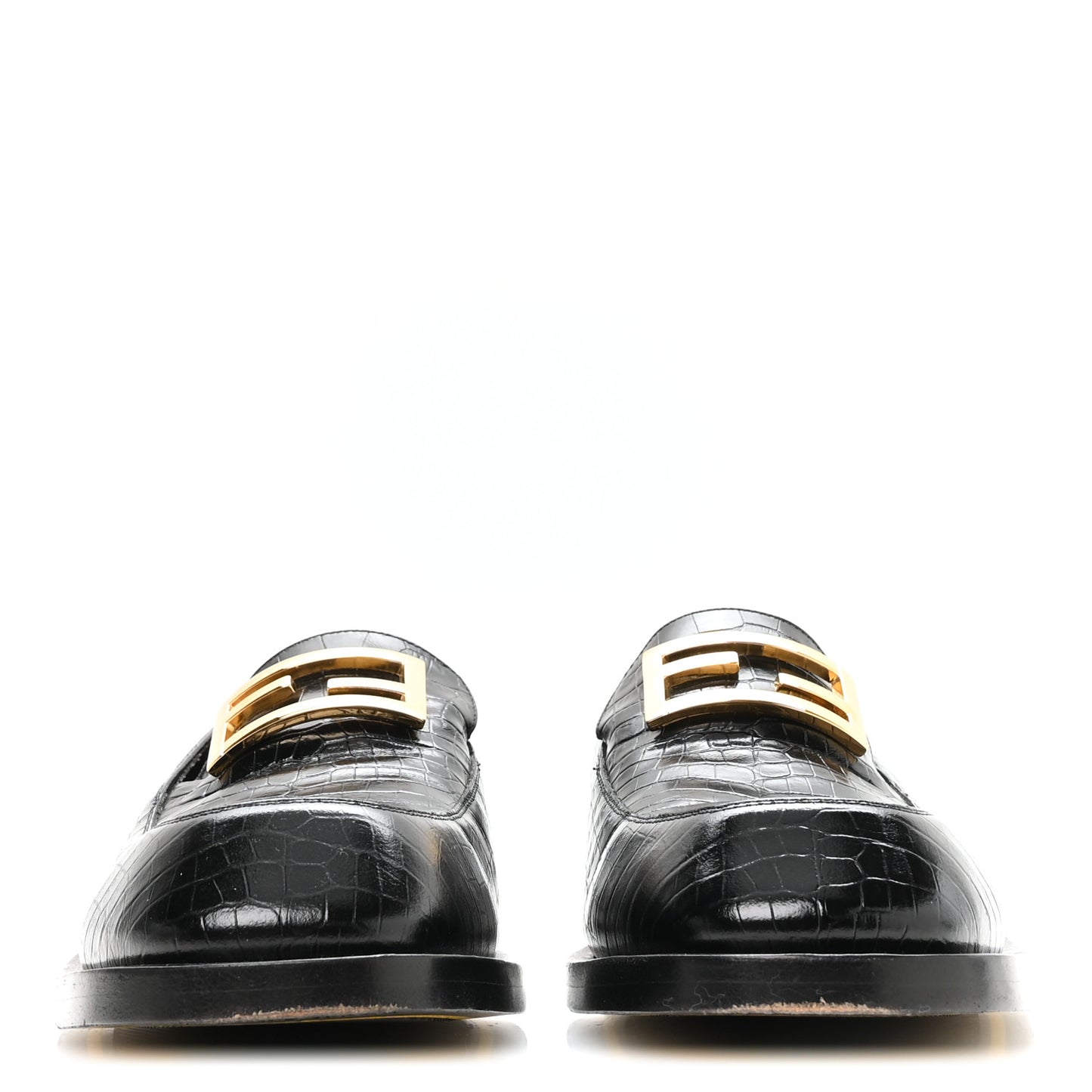 Crocodile Embossed Mens Baguette Loafers 8 Black