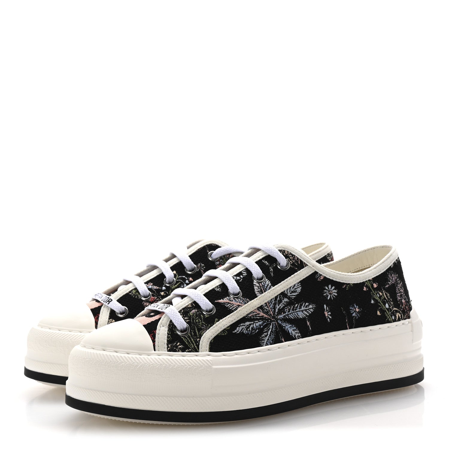 Christian Dior Canvas Jardin Botanique Embroidered Womens Walk'N'Dior Low Top Sneakers 38 Black Multicolor 4 of 10