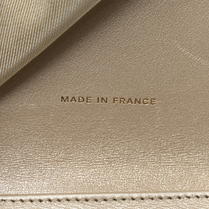 Chanel Metallic Lambskin Quilted Flap Card Holder Wallet Light Gold 7 of 10