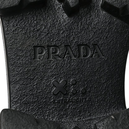 Prada Spazzolato Rois Re-Nylon Metal Triangle Logo Monolith Pouch Pocket 55mm Boots 39.5 Black 8 of 9