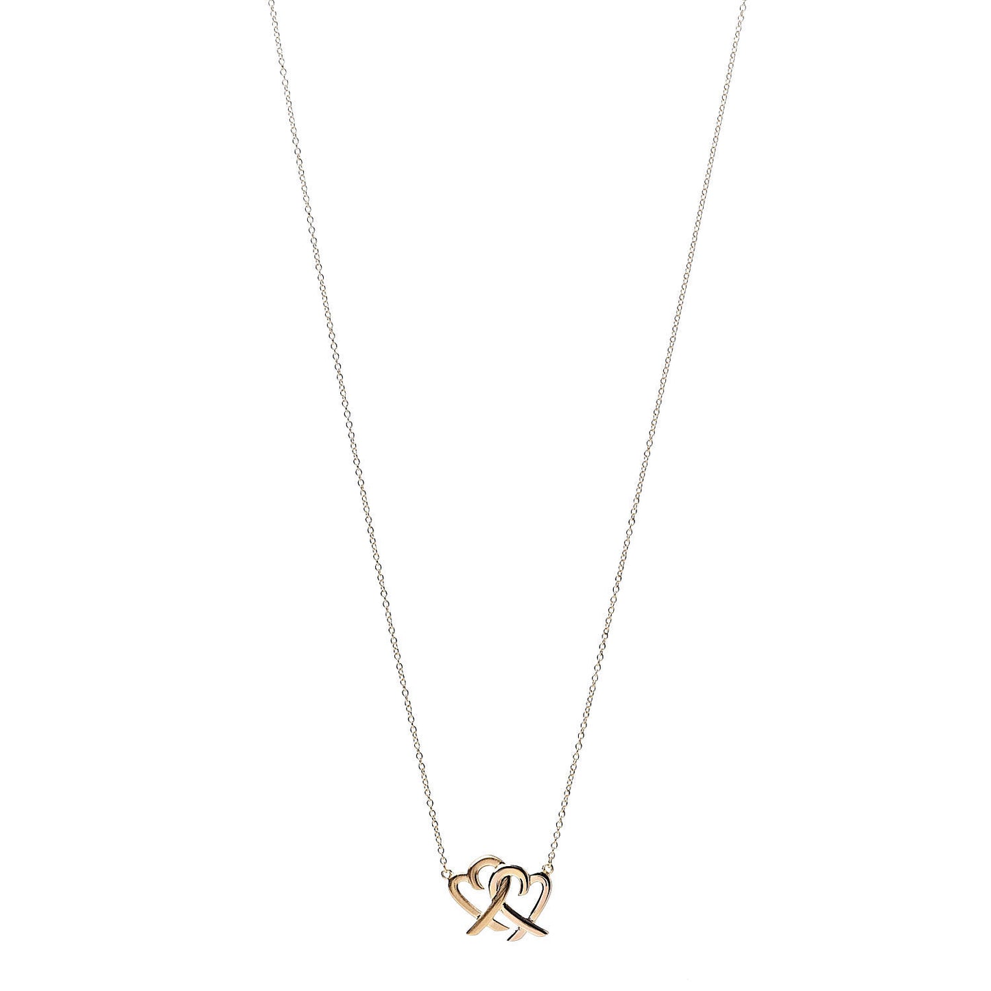 18K Rose Gold Paloma Picasso Loving Heart Interlocking Pendant Necklace