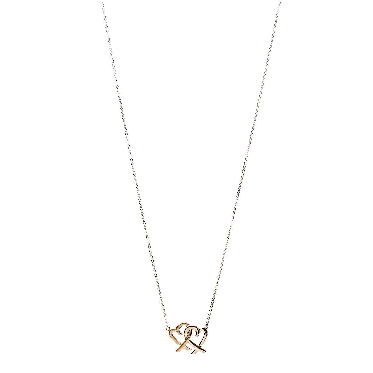 Tiffany 18K Rose Gold Paloma Picasso Loving Heart Interlocking Pendant Necklace 1 of 7