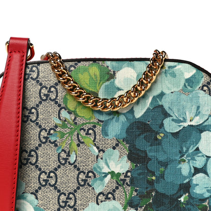 Gucci GG Supreme Monogram Blooms Mini Chain Shoulder Bag Beige Blue Navy Hibiscus Red 9 of 11