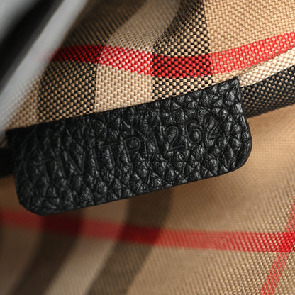 Burberry Coated Canvas Calfskin Vintage Check Medium Note Crossbody Bag Black 7 of 10