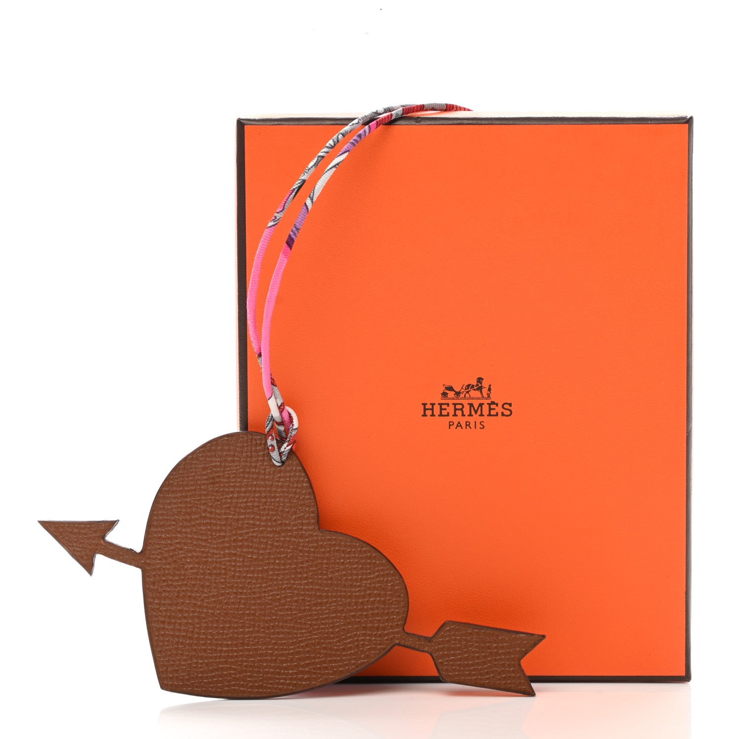 Hermes Togo Epsom Petit H Heart Arrow Bag Charm Gold Anemone 4 of 4