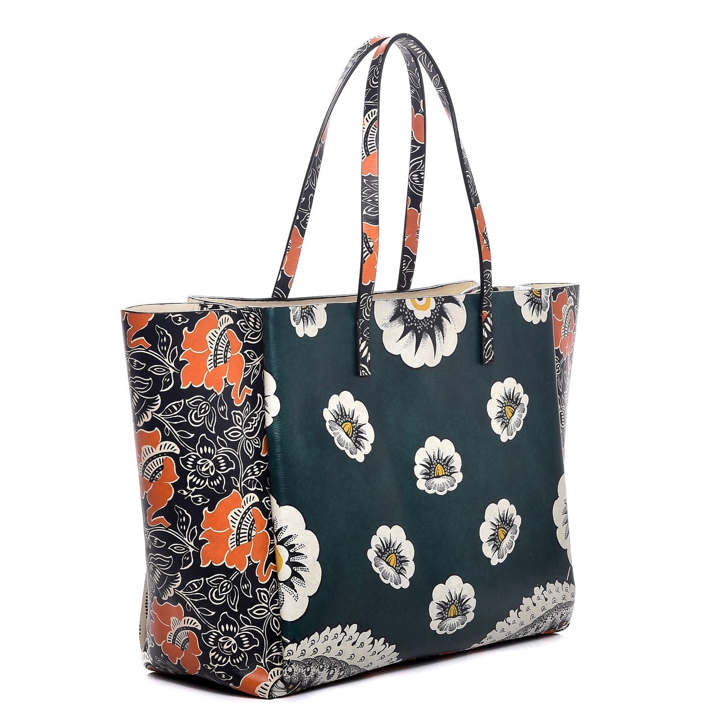 Vitello Mime Covered Tote Green Raspberry