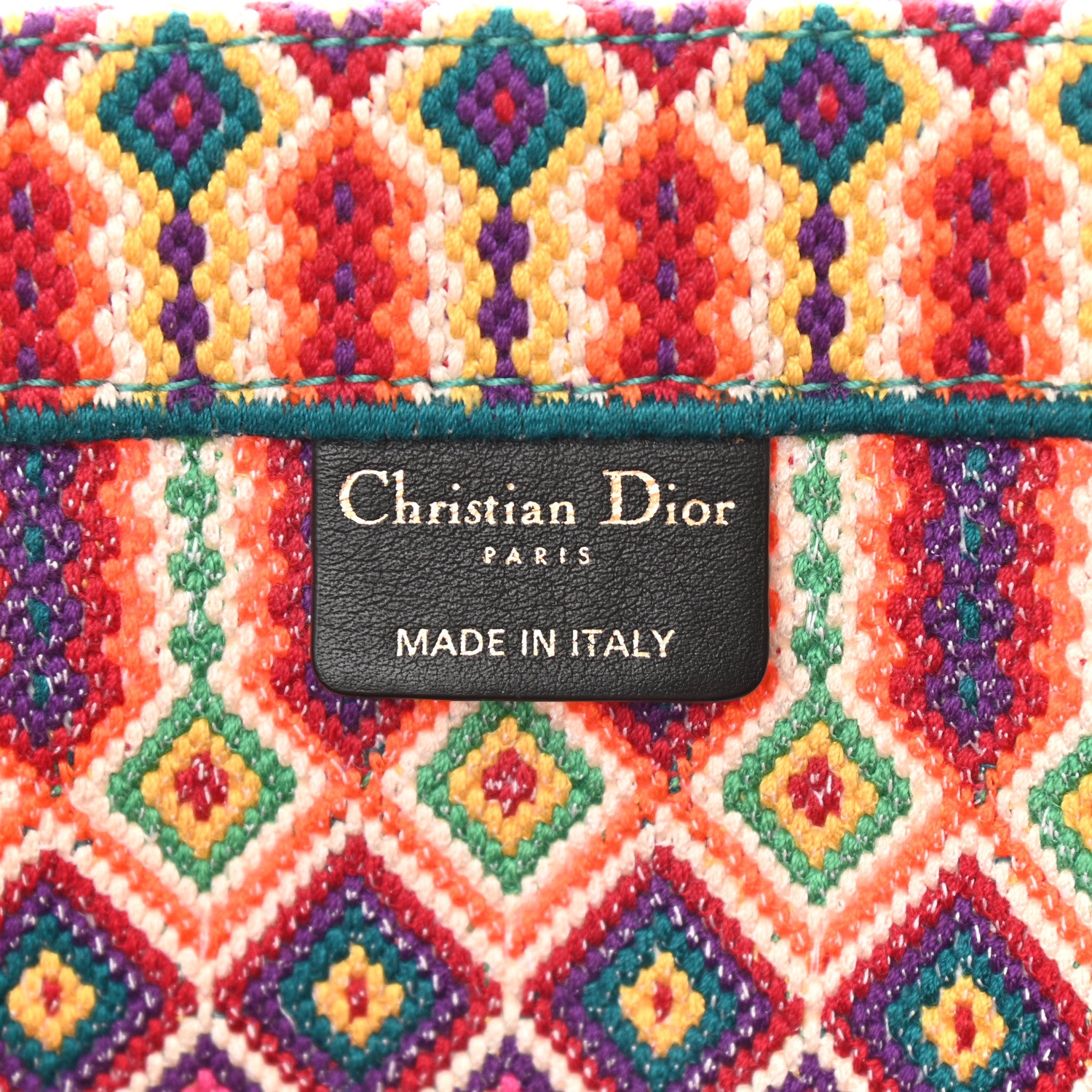 Christian Dior Canvas Embroidered Large Book Tote Orange Multicolor 8 of 9