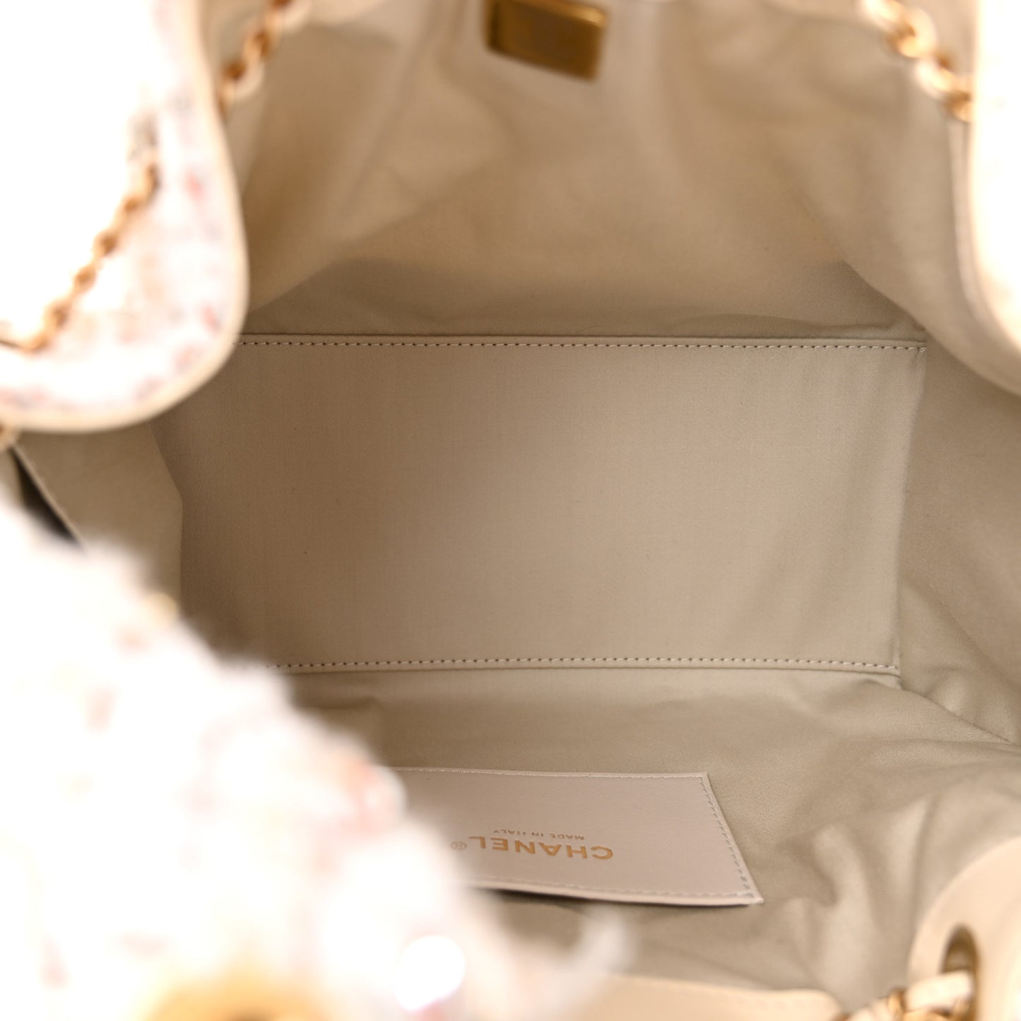 Tweed Quilted Small Chanel 25 Handbag Ecru Khaki Gold Red