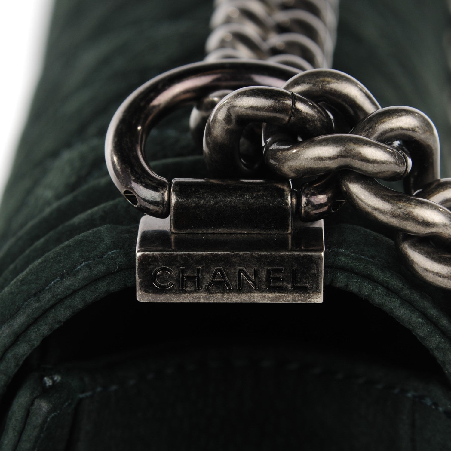 Chanel Iridescent Caviar Quilted Medium Boy Flap Dark Green 5 of 9