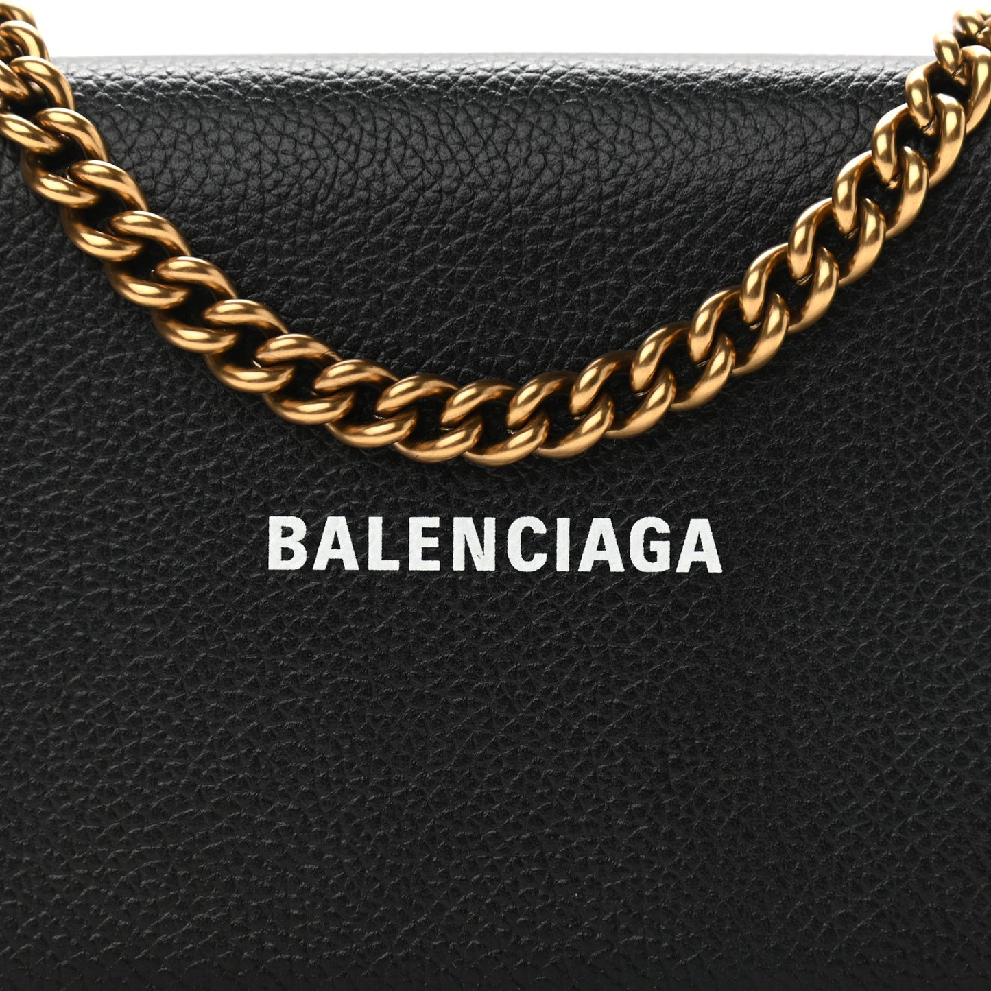 Grained Calfskin Logo Cash Phone Holder Wallet On Chain Black White