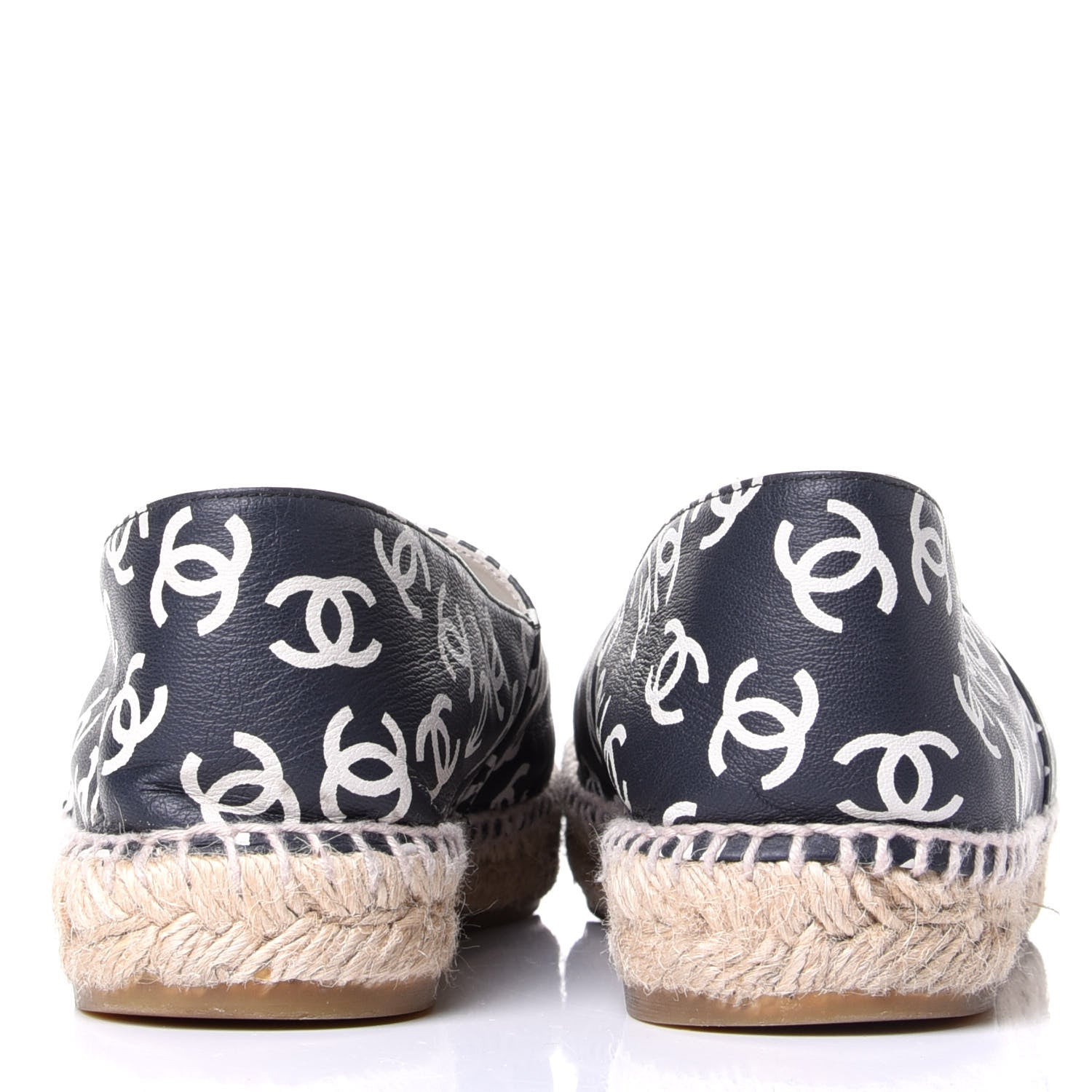 Chanel Lambskin Printed CC Espadrilles 39 Black White 6 of 11