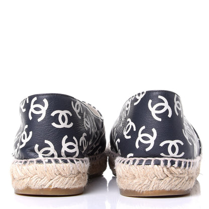 Chanel Lambskin Printed CC Espadrilles 39 Black White 6 of 11