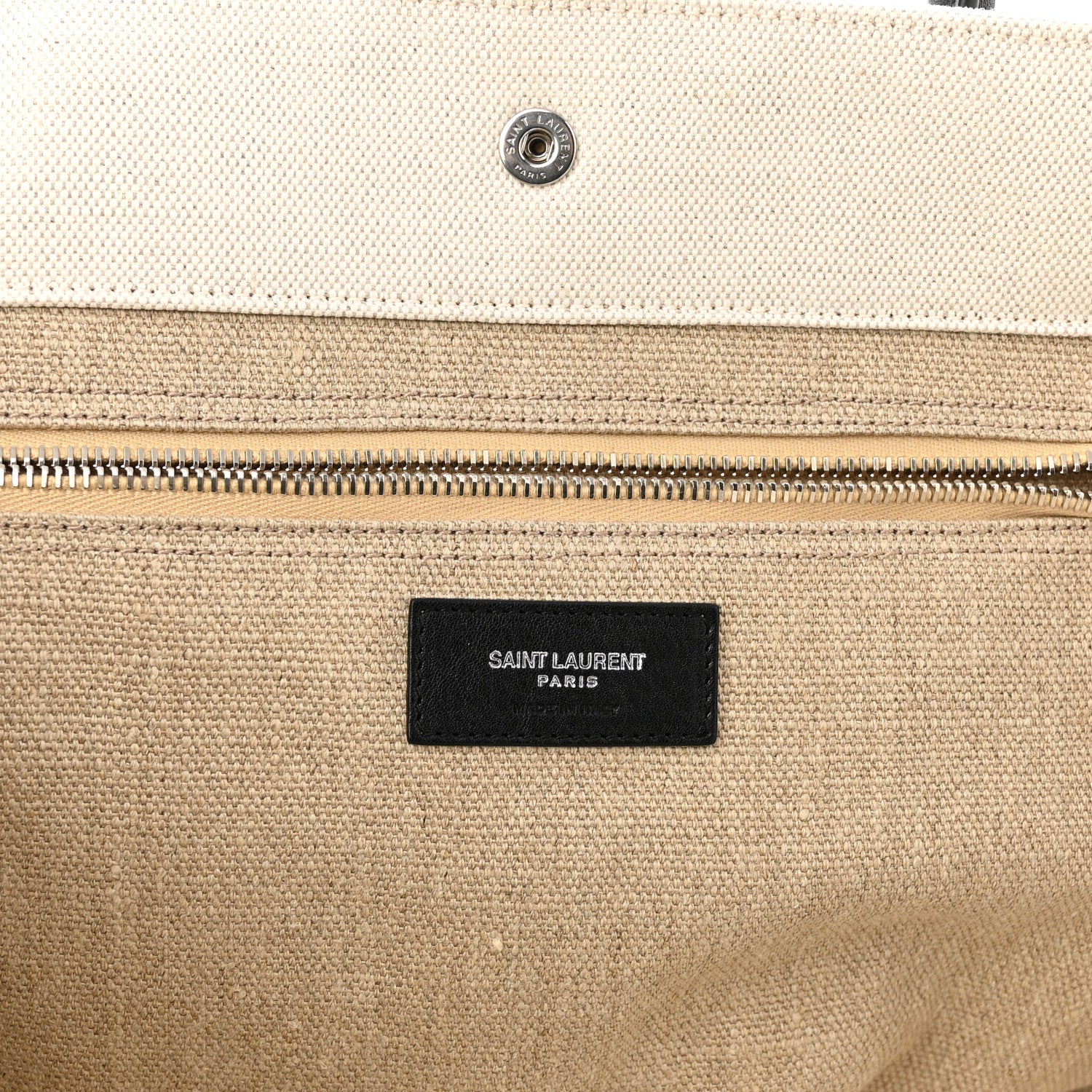 Saint Laurent Linen Calfskin Rive Gauche Tote Optic White 6 of 10