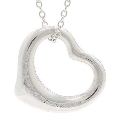 Tiffany Sterling Silver 16mm Elsa Peretti Open Heart Pendant Necklace 4 of 5