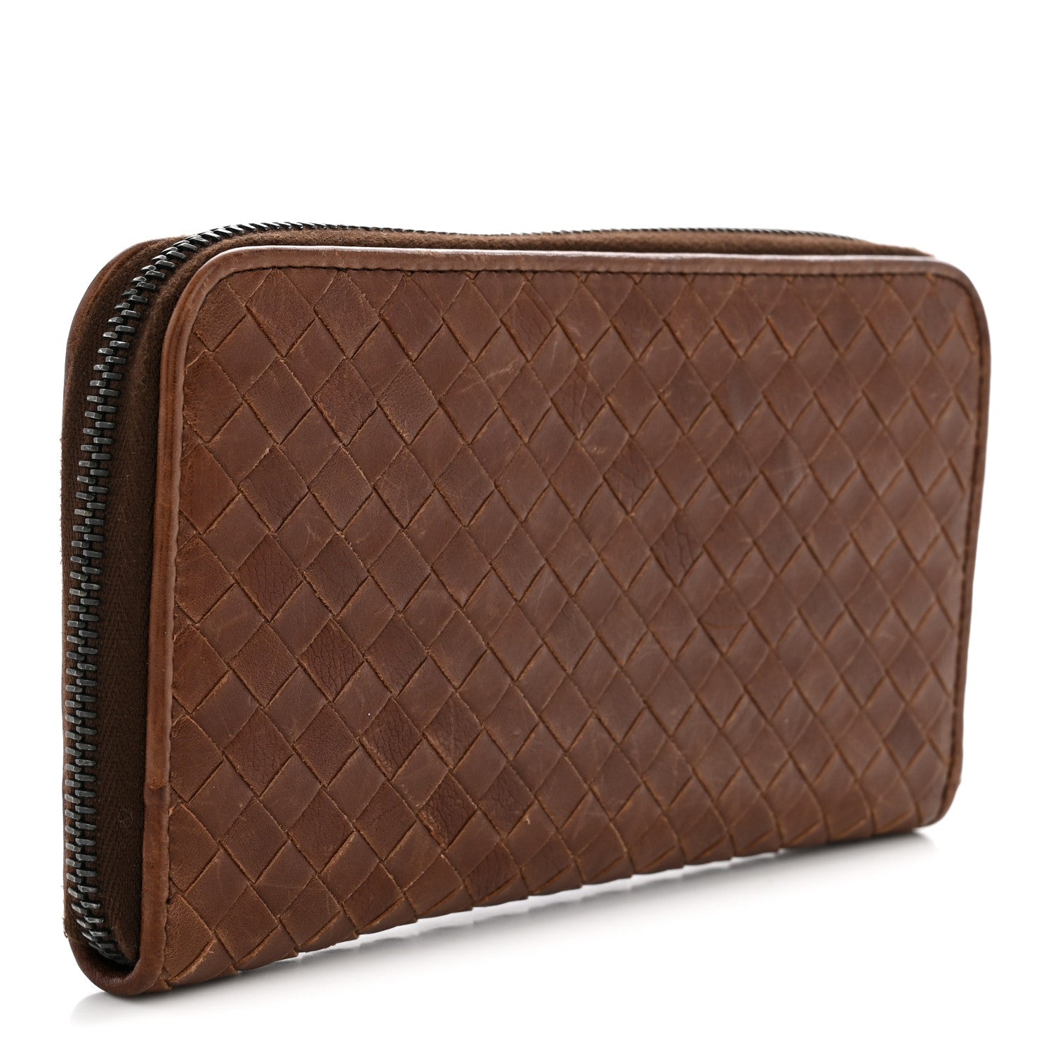 Bottega Veneta Nappa Intrecciato Zip Around Wallet Brown 3 of 9