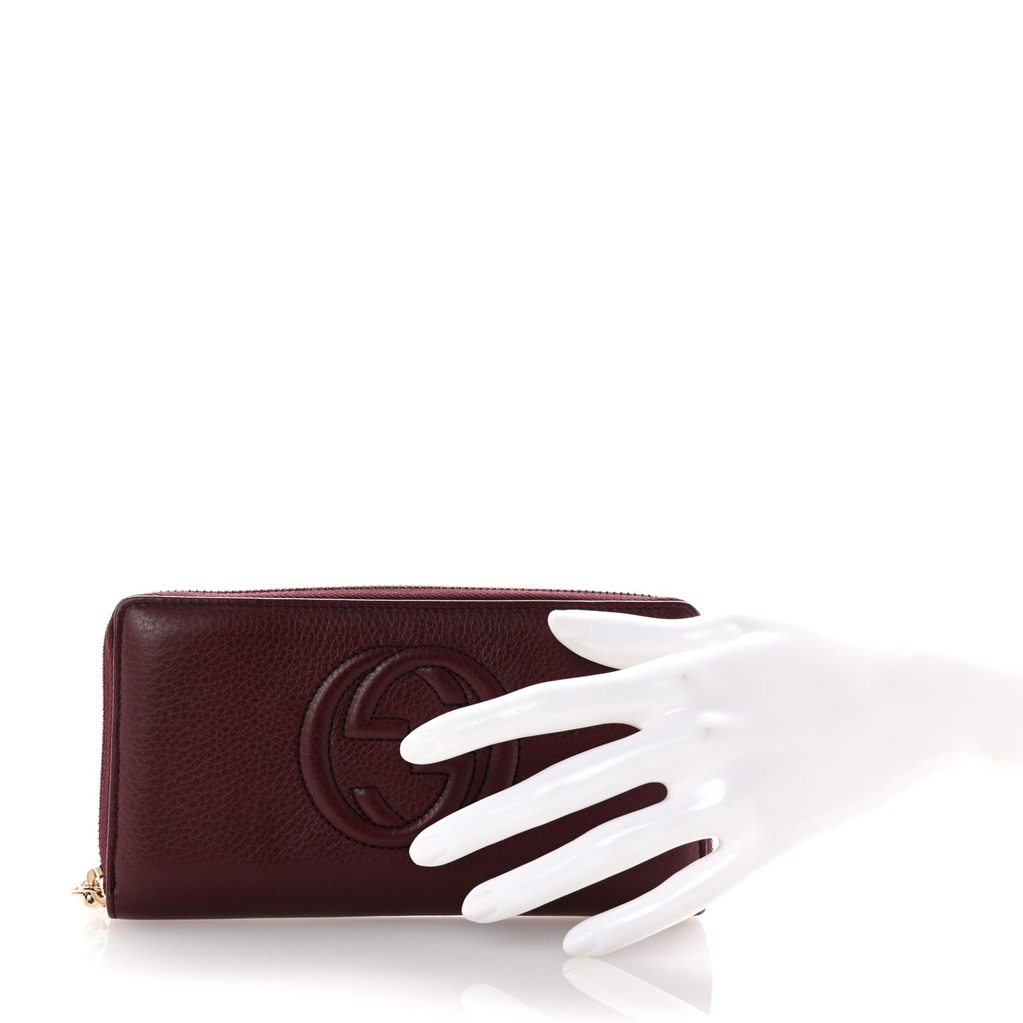 Pebbled Calfskin Soho Zip Around Wallet Classic Burgundy