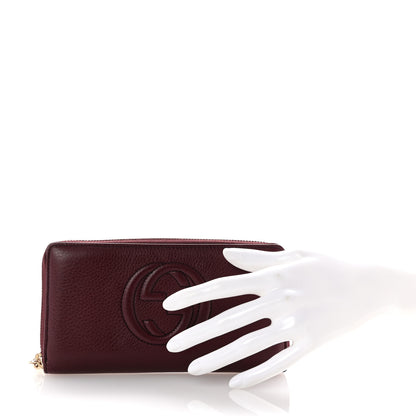 Gucci Pebbled Calfskin Soho Zip Around Wallet Classic Burgundy 2 of 8