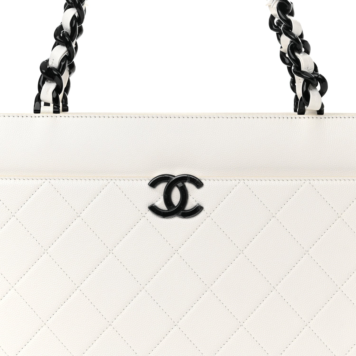 Chanel Caviar Quilted My Everything Large Shopping Tote White Black 8 of 15
