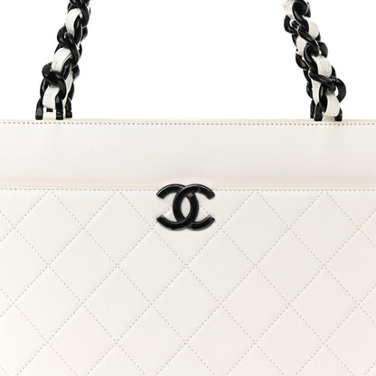 Chanel Caviar Quilted My Everything Large Shopping Tote White Black 8 of 15