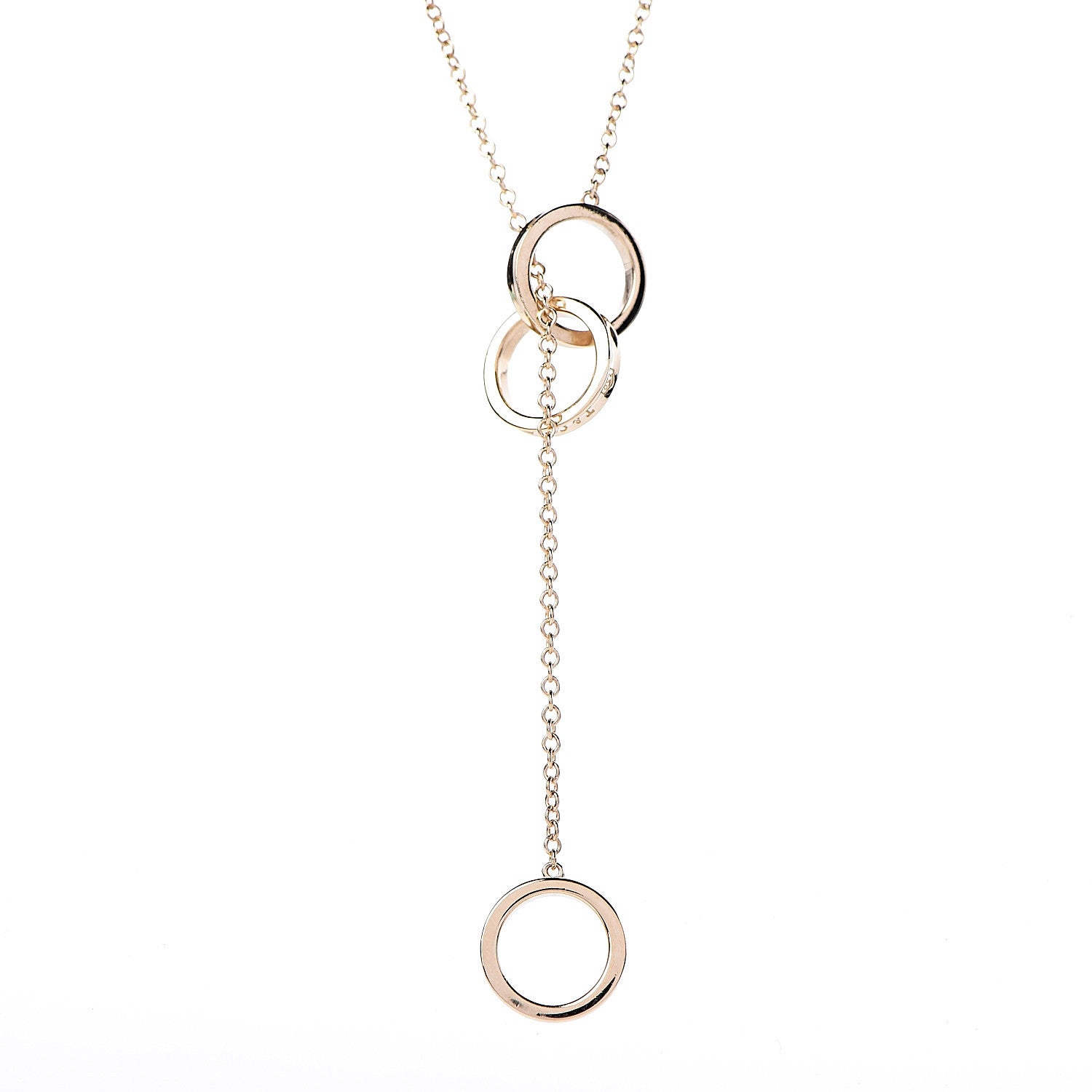 Tiffany 18K Yellow Gold 1837 Interlocking Circles Lariat Necklace 4 of 7