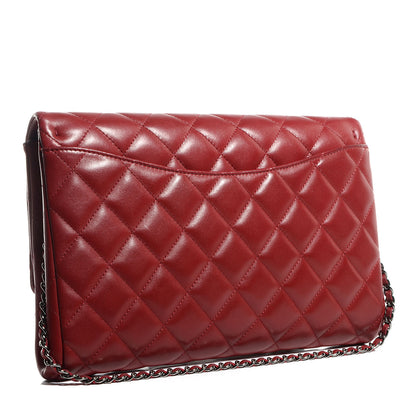 Chanel Lambskin Quilted Clutch With Chain Flap Red 3 of 8