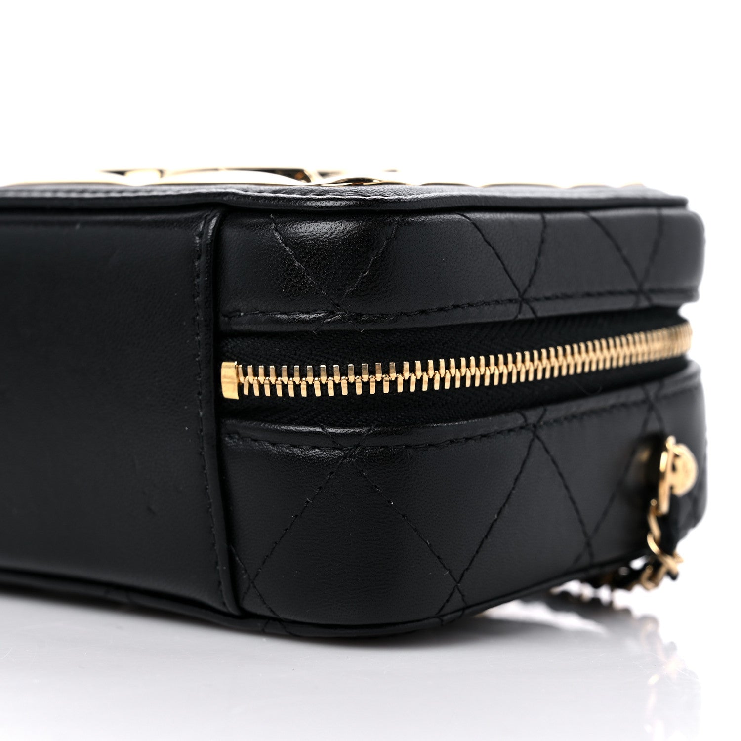 Chanel Lambskin Quilted Golden Plate Clutch With Chain Black 9 of 9