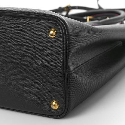 Prada Saffiano Cuir Medium Double Bag Black Fuoco 8 of 9