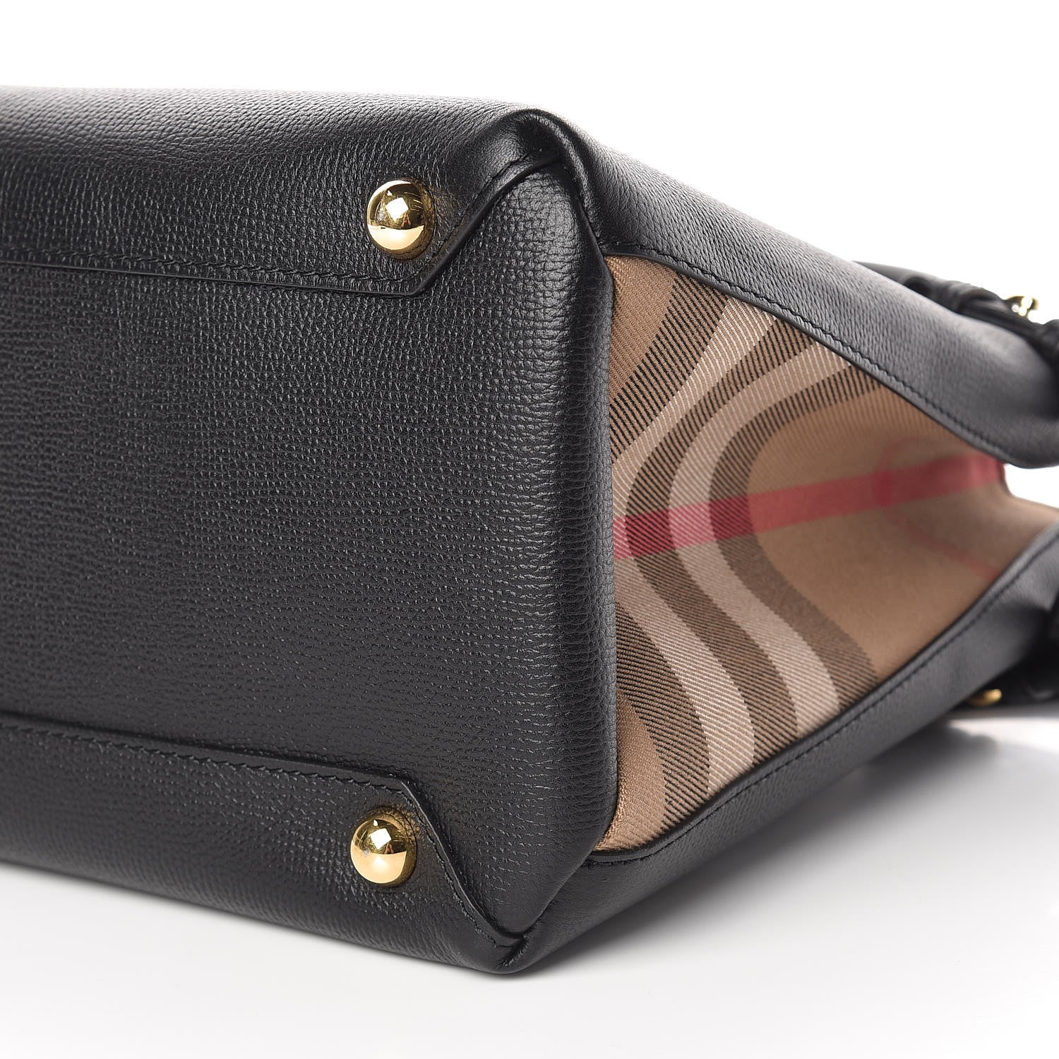 Burberry Derby Calfskin Vintage Check Medium Banner Tote Black 9 of 11