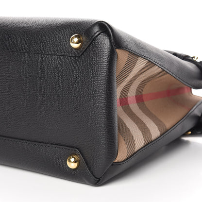 Burberry Derby Calfskin Vintage Check Medium Banner Tote Black 9 of 11
