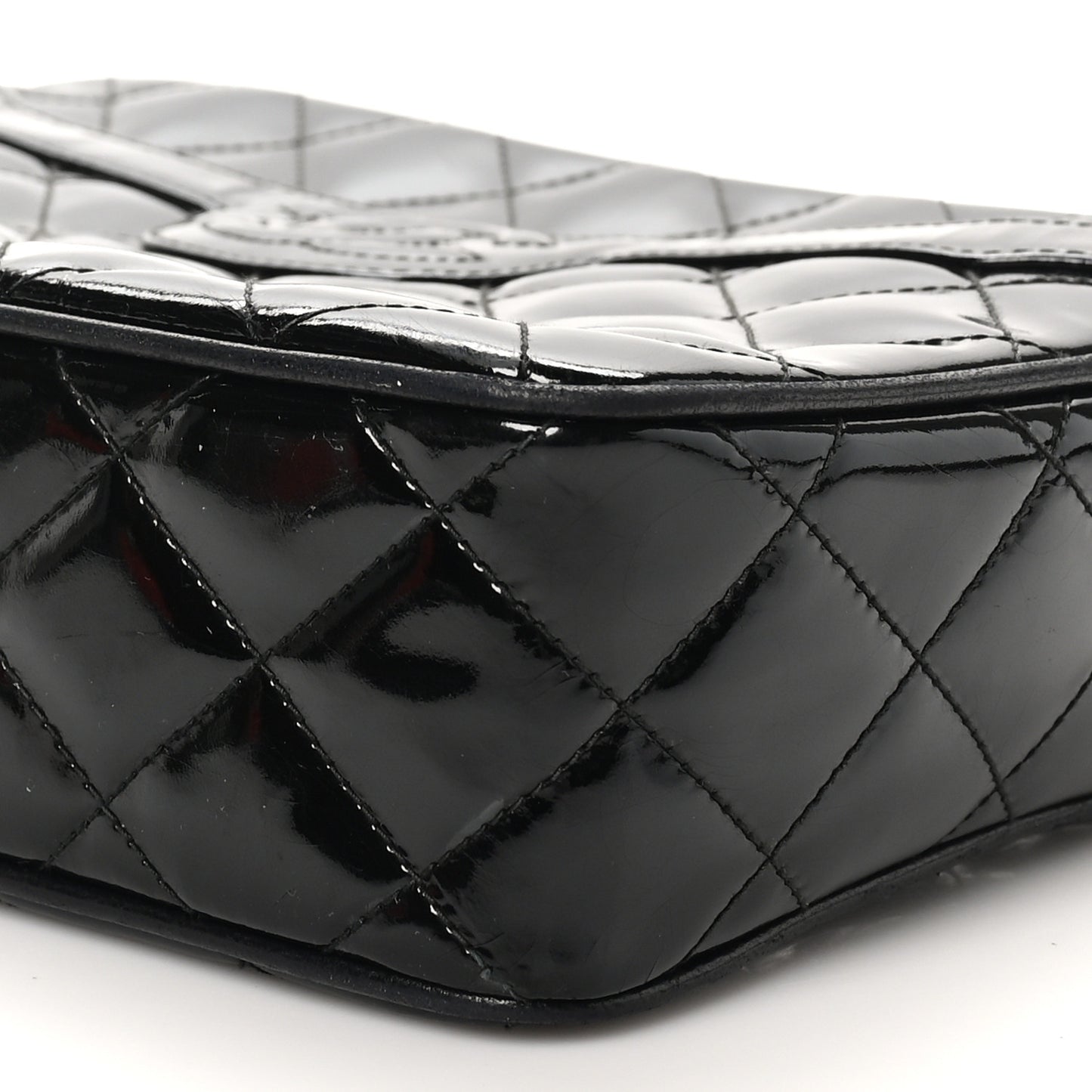 Patent Quilted Tassel Camera Case Black