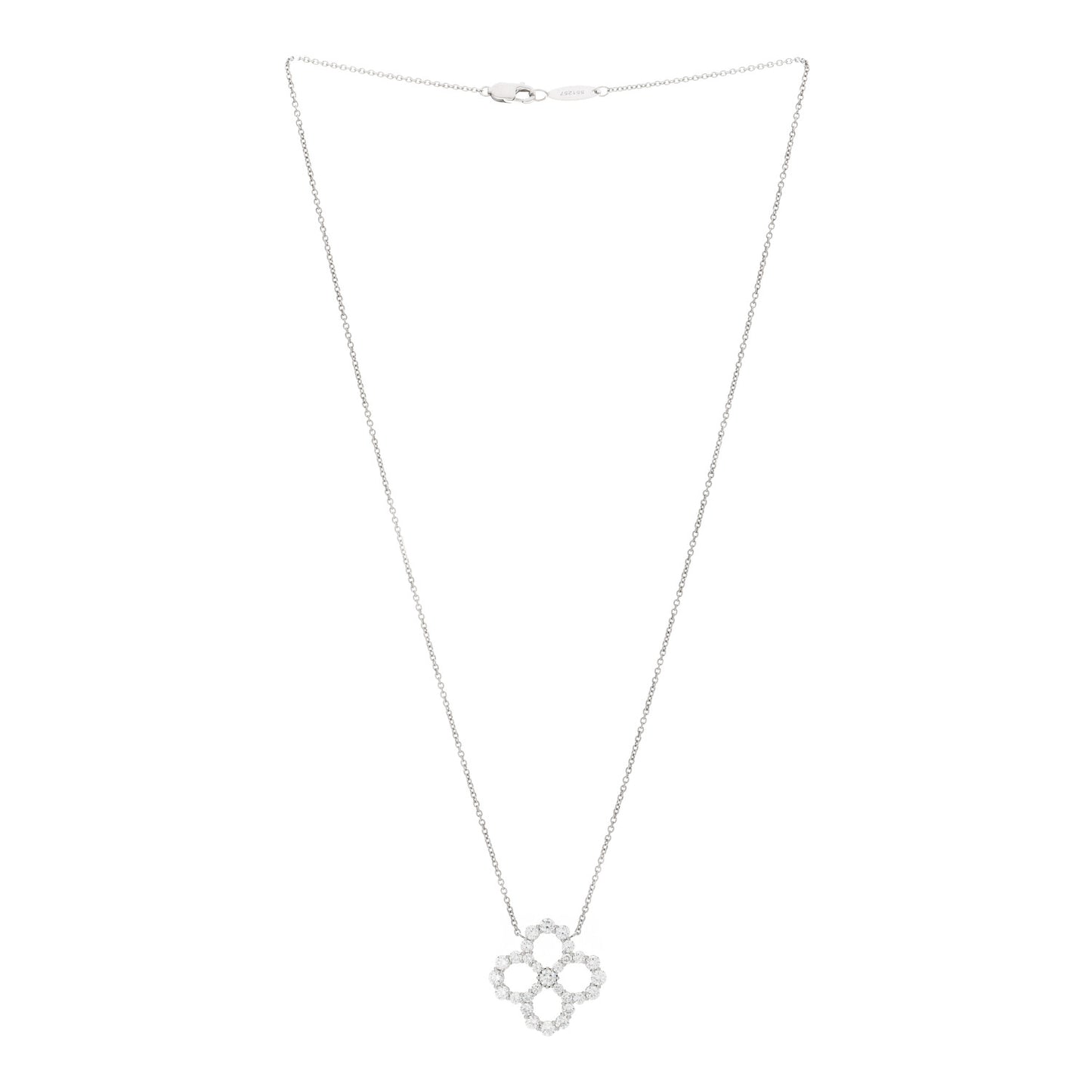 Platinum Diamond Loop Open Motif Pendant Necklace