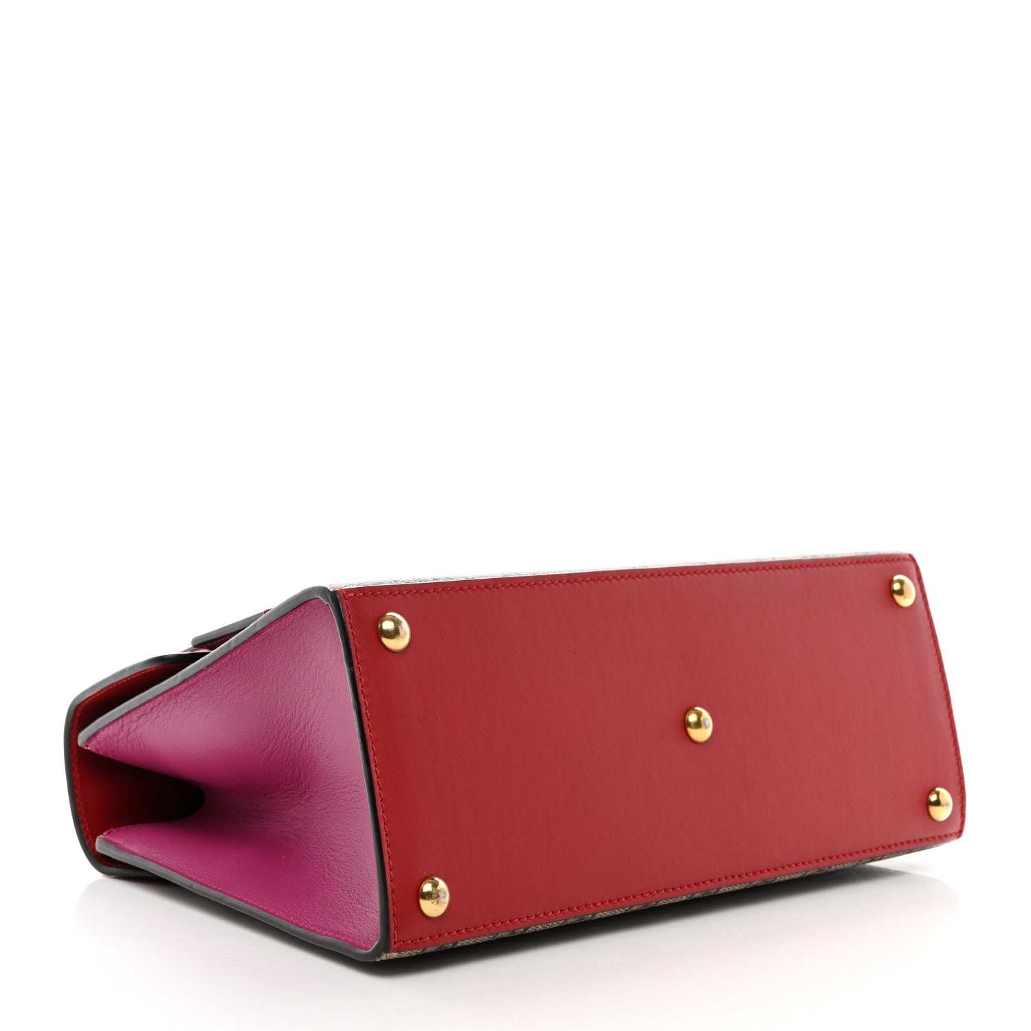 Gucci GG Supreme Monogram Calfskin Small Padlock Top Handle Bag Beige Hibiscus Red New Rosette 4 of 10