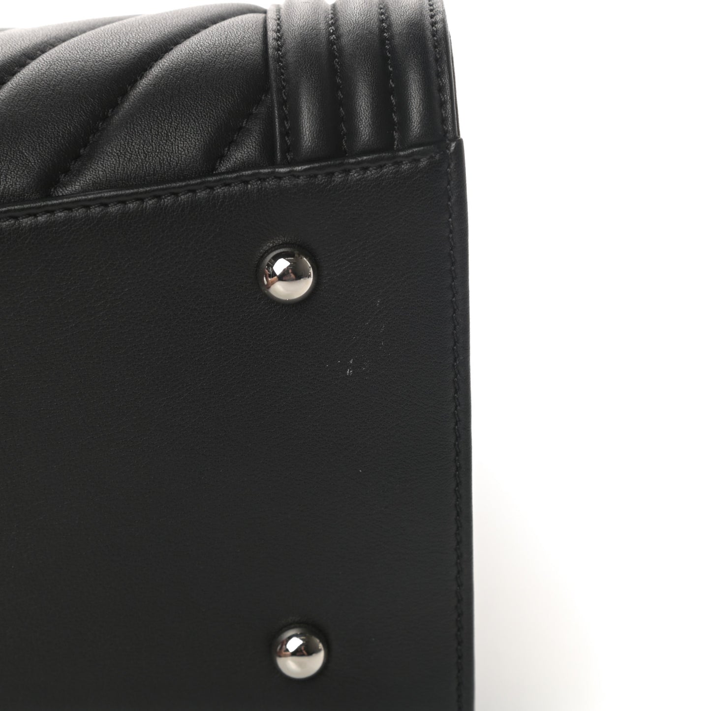 Calfskin Chevron Quilted Boy Shopping Tote Black