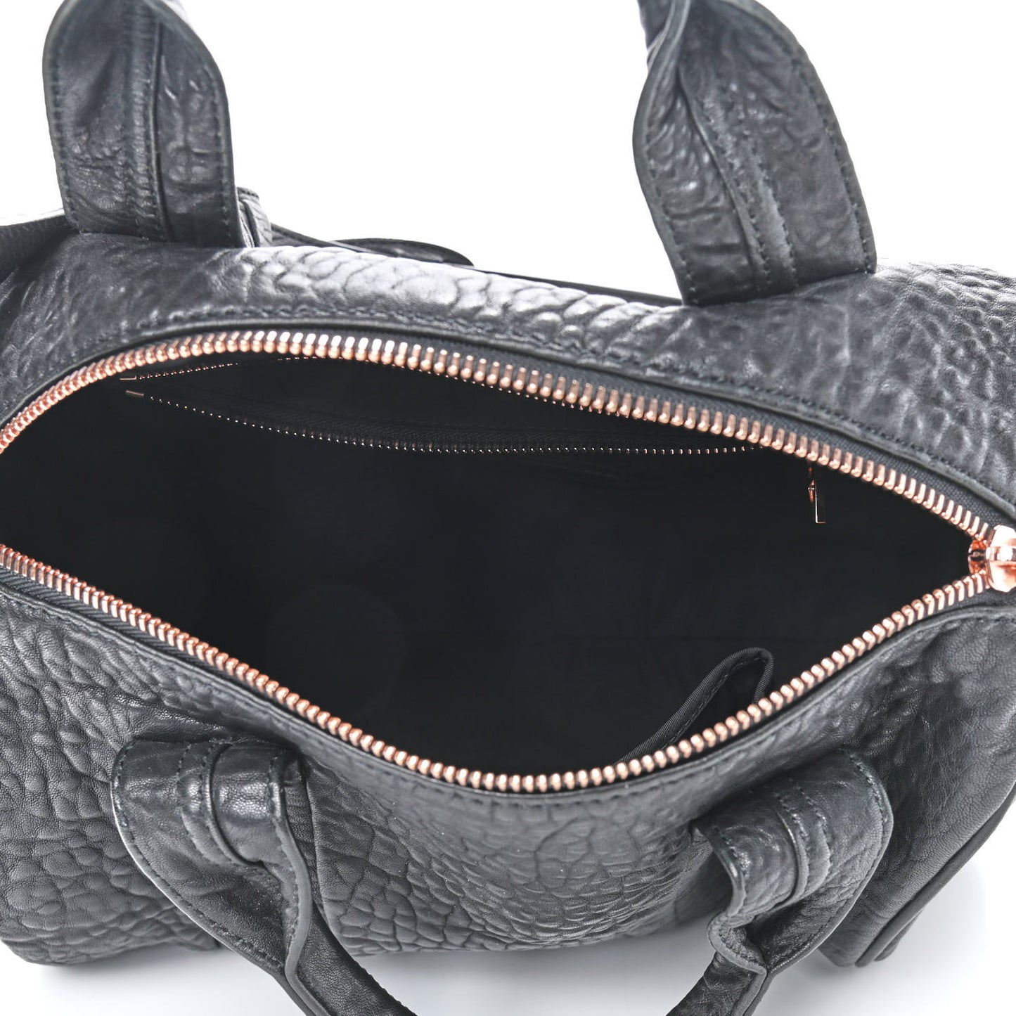 Pebbled Lambskin Rocco Black Rose Gold Hardware