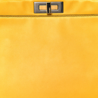 Fendi Vitello Zucca Large Peekaboo Iconic Satchel Yellow Tobacco 8 of 10