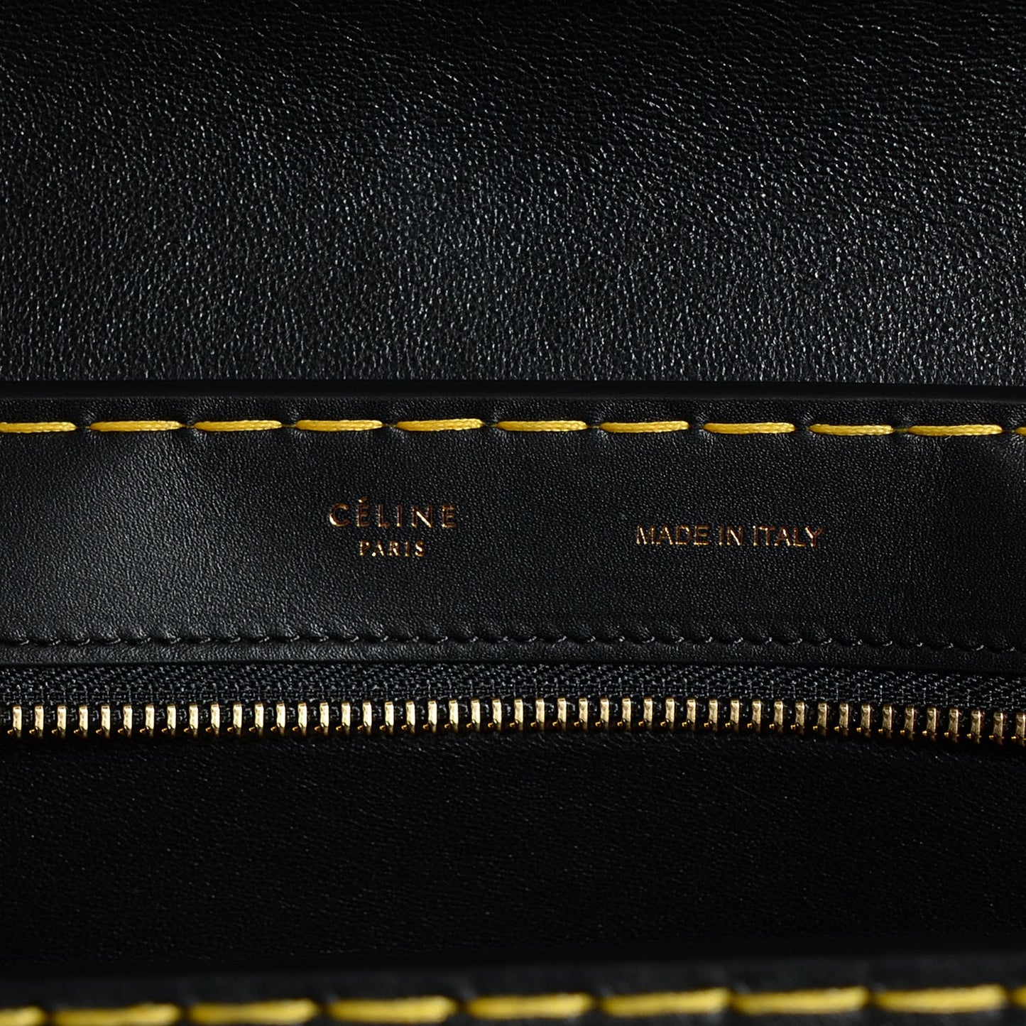 Smooth Calfskin Yellow Stitching Medium Trapeze Black