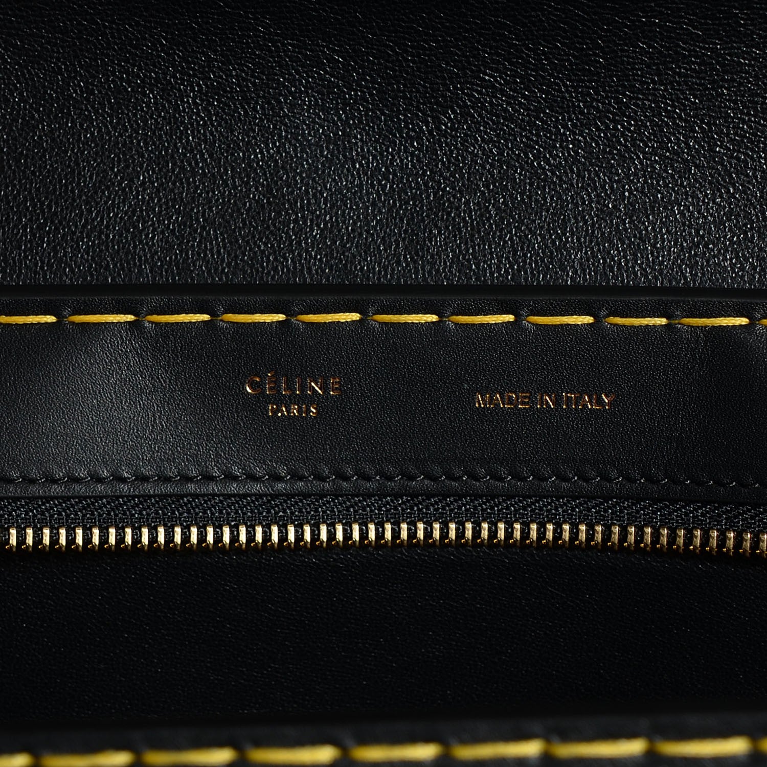 Celine Smooth Calfskin Yellow Stitching Medium Trapeze Black 6 of 9