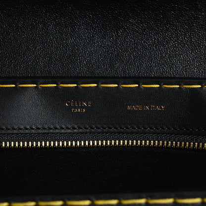 Celine Smooth Calfskin Yellow Stitching Medium Trapeze Black 6 of 9