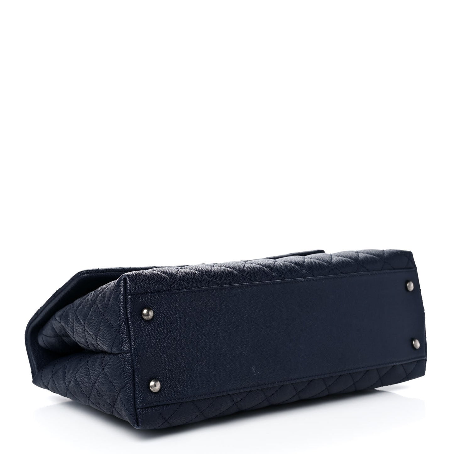 Caviar Lizard Quilted Medium Coco Handle Flap Navy