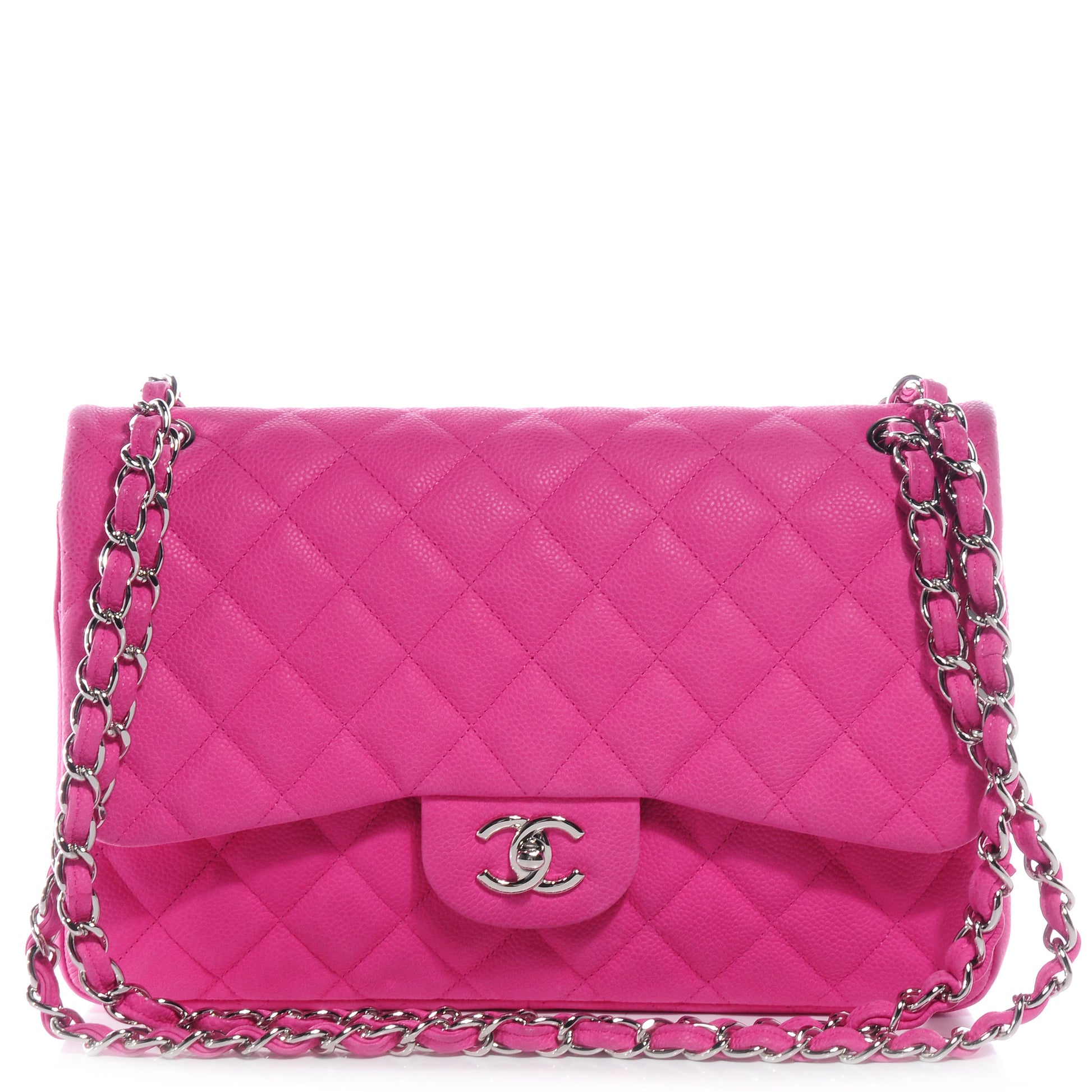 Chanel Iridescent Caviar Jumbo Double Flap Hot Pink 61248