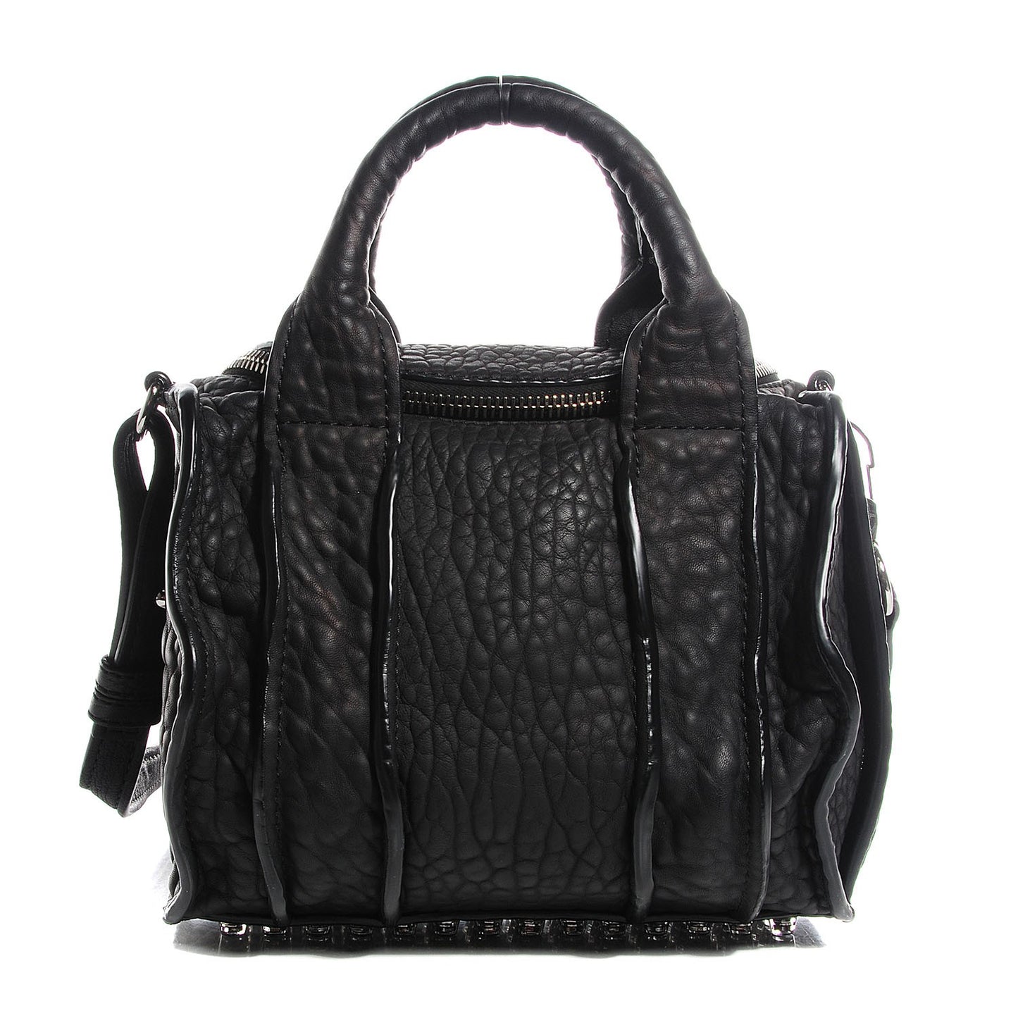 Pebbled Lambskin Inside Out Rockie Black Clear Resin Hardware