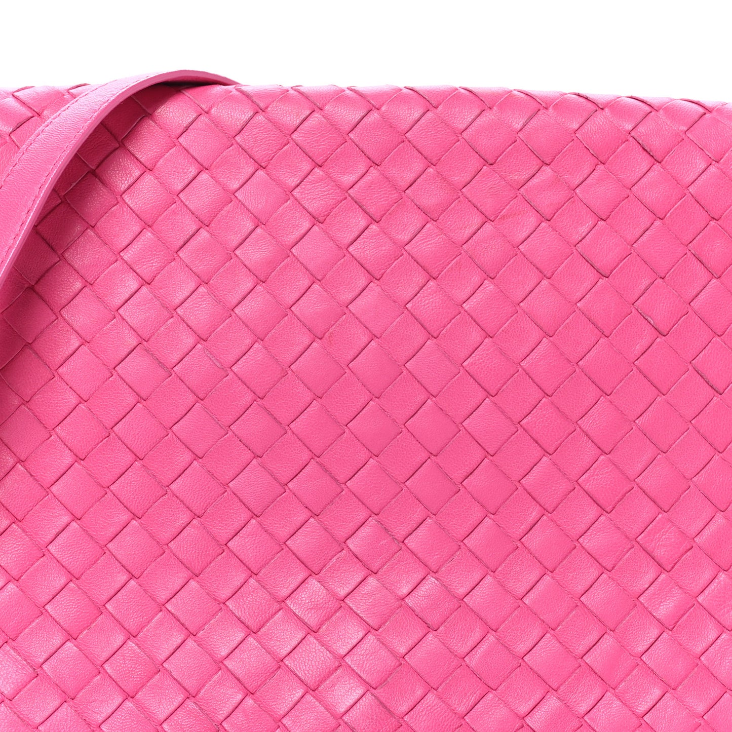 Nappa Intrecciato Crossbody Messenger Flap Fuchsia