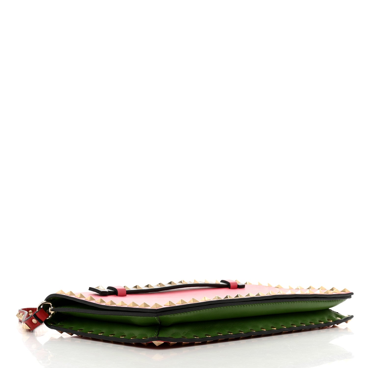 Valentino Garavani Vitello Colorblock Rockstud Wristlet Clutch Deep Rose Clover 4 of 7